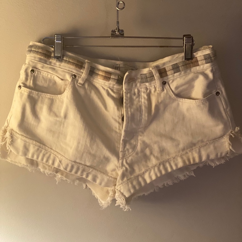 Boho, Free People, Cream, Denim shorts